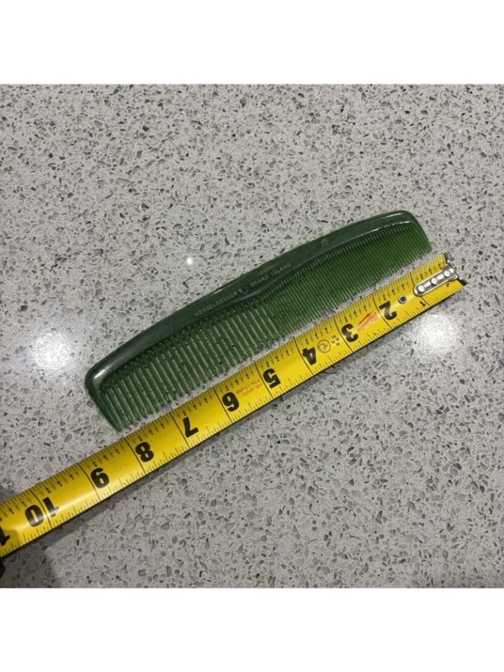 Vintage Comb 1970s Hesselgessers Grand Island NE Plastic Green Retro Hair Stylin